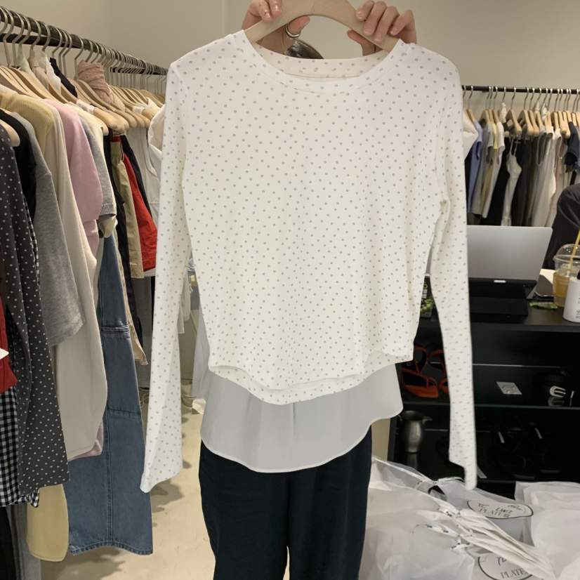 PLATE東大門實拍韓國女士新品26春夏26夏季休閑職業長袖T恤PLATE長袖T恤