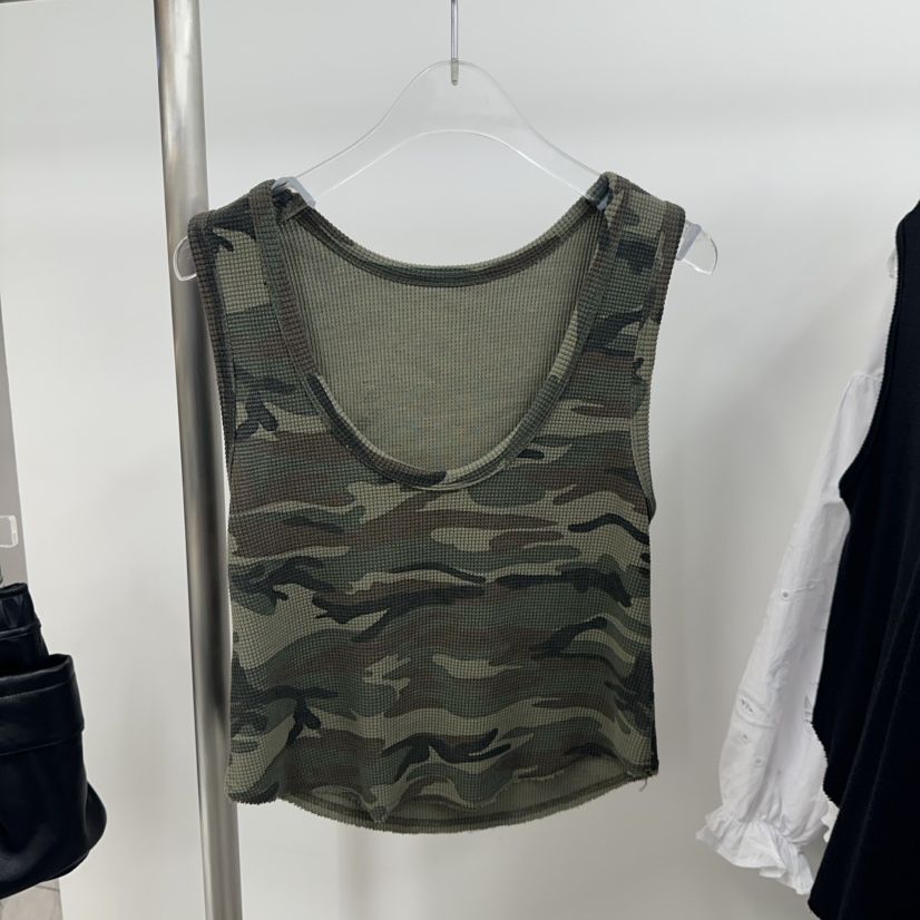 TOPDRESSING東大門實拍韓國女裝新品26春夏吊帶背心華夫格格紋迷彩TOPDRESSING吊帶/背心