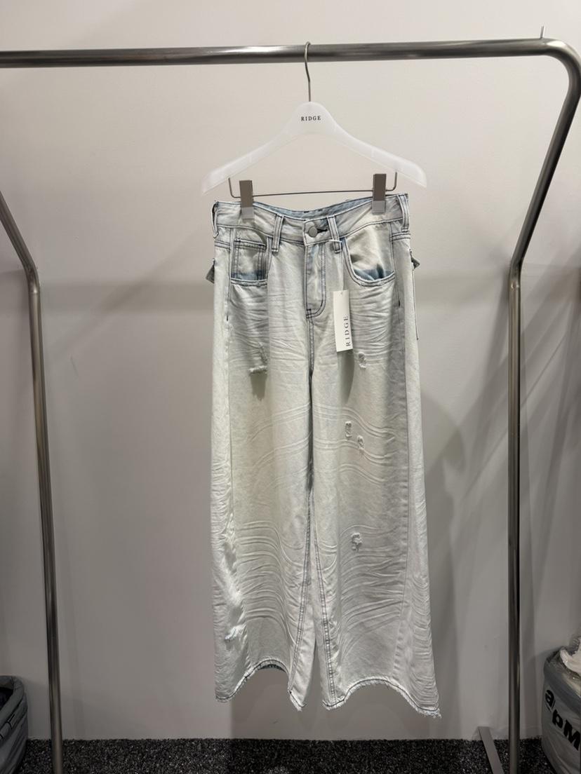 RIDGE-P東大門實拍女裝新款真品人氣推薦職業牛仔褲褶裥RIDGE-P牛仔褲