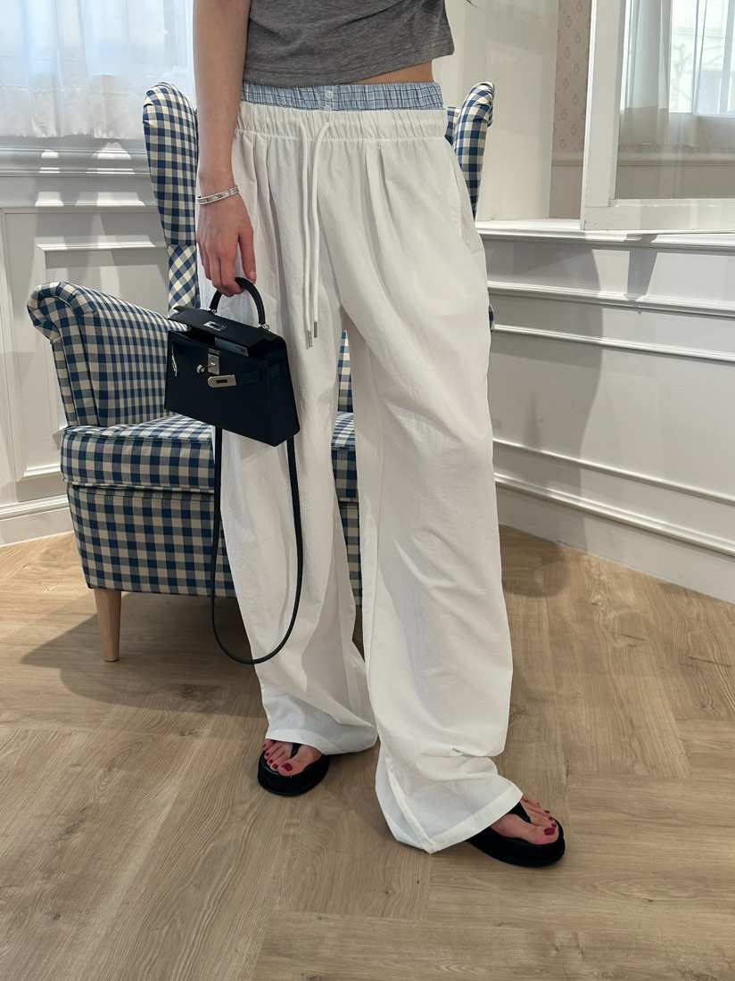 MARKE-P韓國直郵實拍女士新款休閑時尚休閑褲格紋腰帶撞色MARKE-P休閑褲