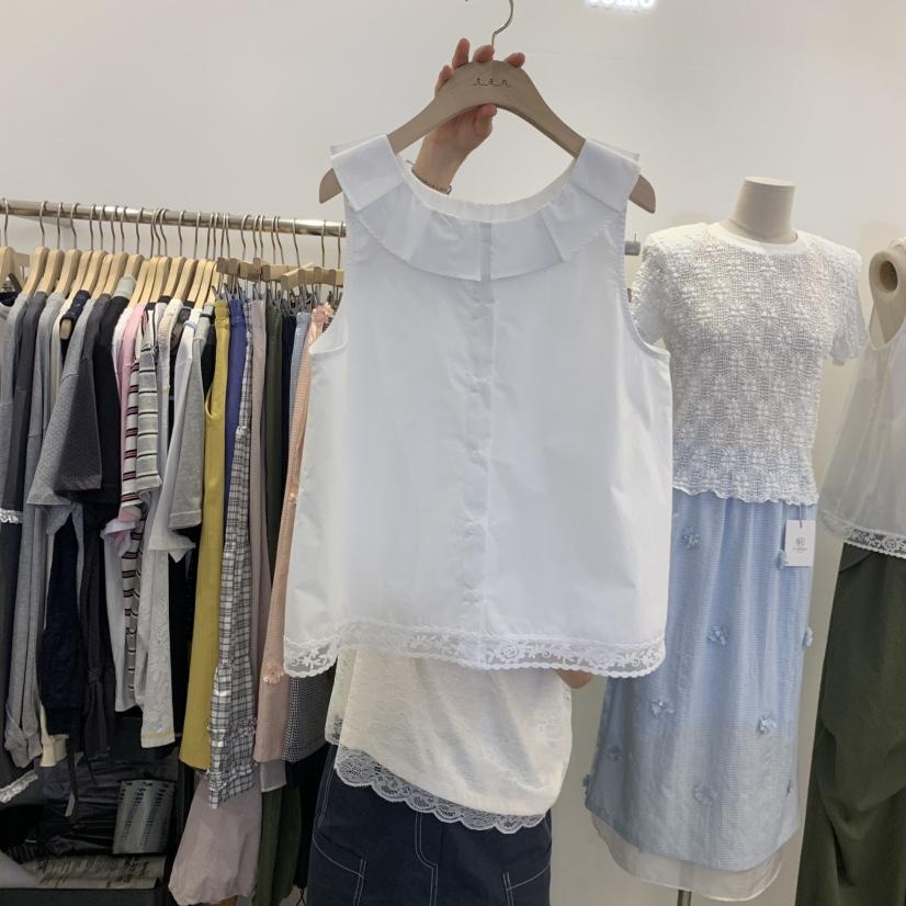 TAN&amp;COMO韓國代購女裝新品26夏季職業襯衫蕾絲衫雙面tan-COMO襯衫/蕾絲衫