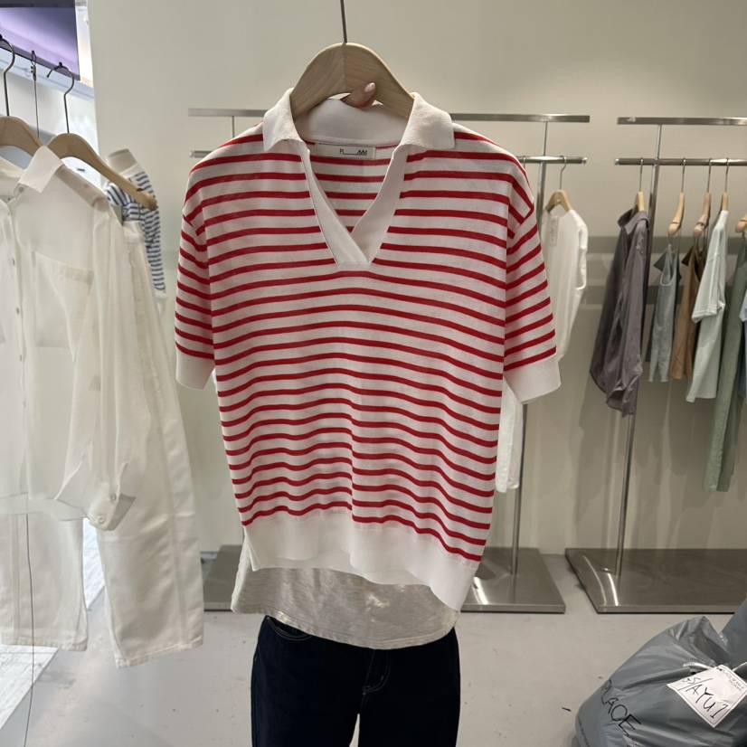 PLAMM韓國直郵女士新品人氣26春夏熱賣時尚針織衫絲質條紋PLAMM針織衫