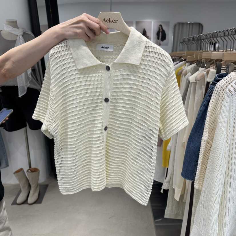 ACKER韓國代購女士新品休閑人氣時尚推薦針織衫網眼套裝開衫ACKER針織衫