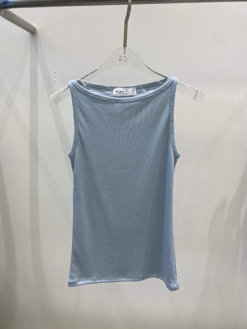 BLACK BIJOU韓國東大門代購女裝新品職業吊帶背心船領羅紋BLACK BIJOU吊帶/背心