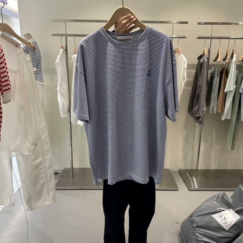 PLAMM韓國東大門直郵女士新款熱賣休閑推薦時尚T恤刺繡條紋PLAMMT恤