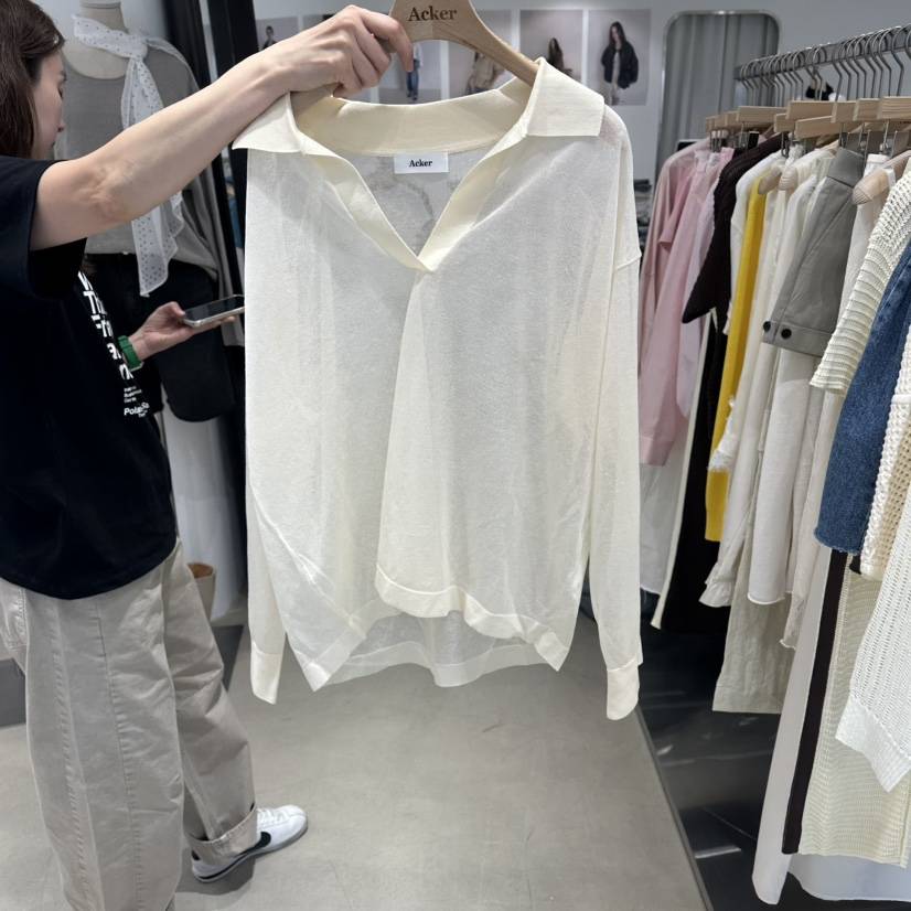 ACKER韓國代購女裝新款職業推薦熱賣26夏季針織衫透視開衫ACKER針織衫