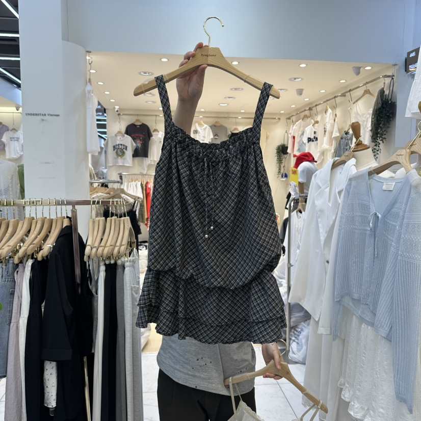 SYMPHONY東大門直郵女士新品真品休閑26春夏吊帶背心格子SYMPHONY吊帶/背心