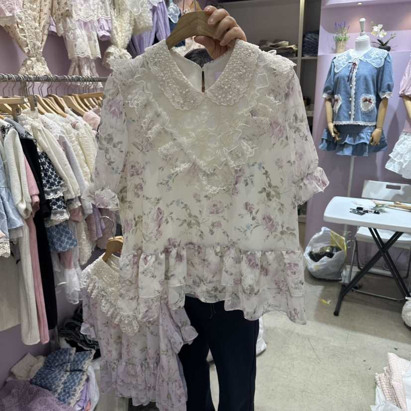 MS韓國直郵女士新品職業時尚26春夏休閑真品人氣襯衫蕾絲衫MS襯衫/蕾絲衫