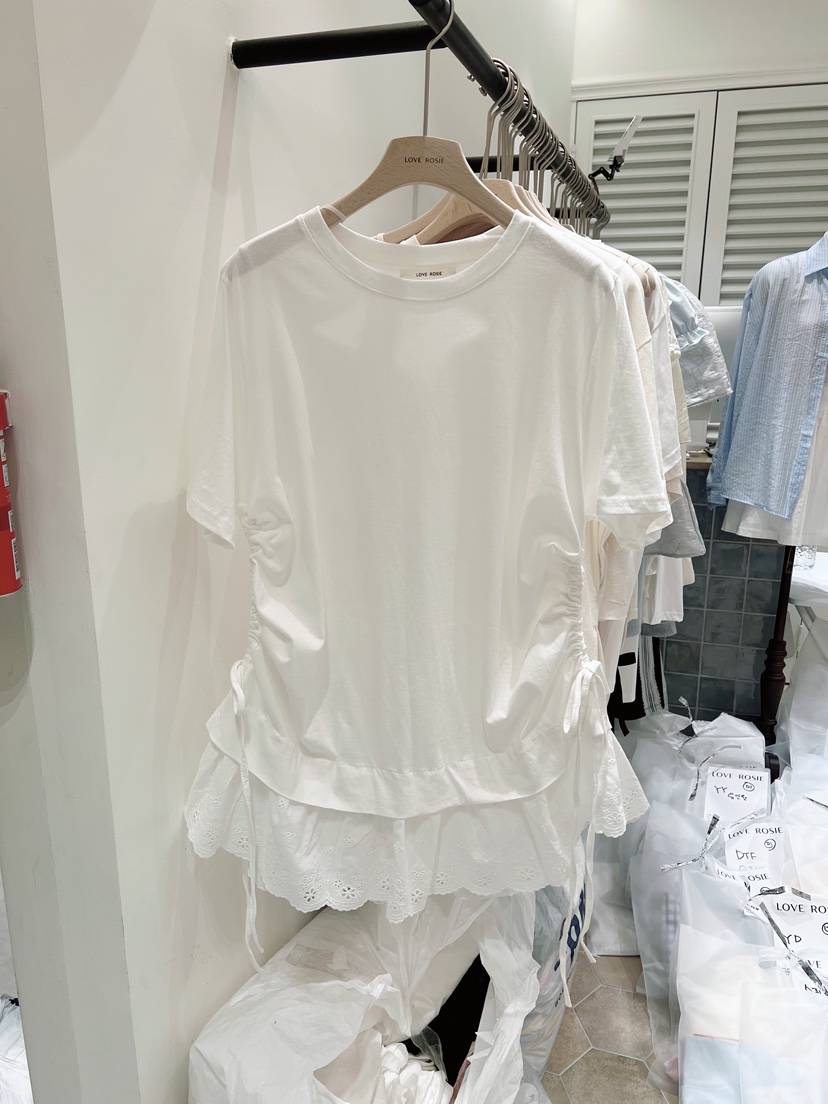 LOVE ROSIE東大門代購女裝新款26春夏休閑職業T恤蕾絲褶皺LOVE ROSIET恤