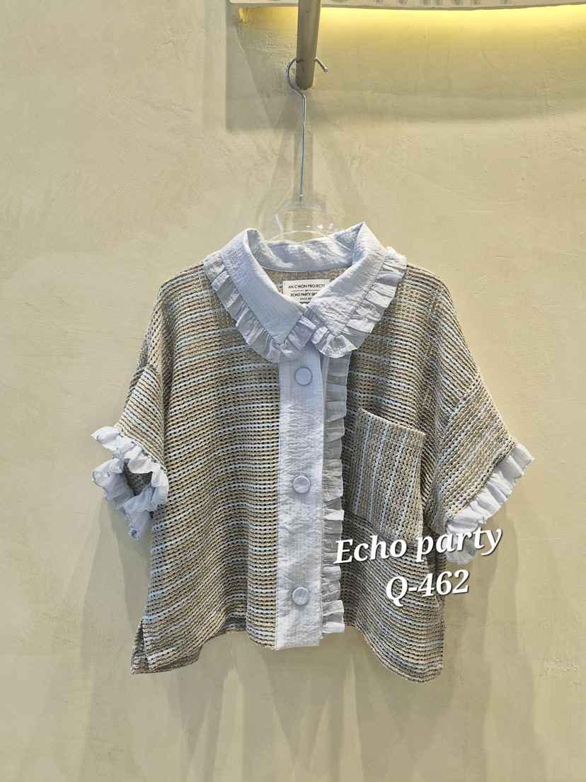 ECHOPARTY韓國直郵女裝新品休閑職業26夏季熱賣襯衫蕾絲衫ECHOPARTY襯衫/蕾絲衫