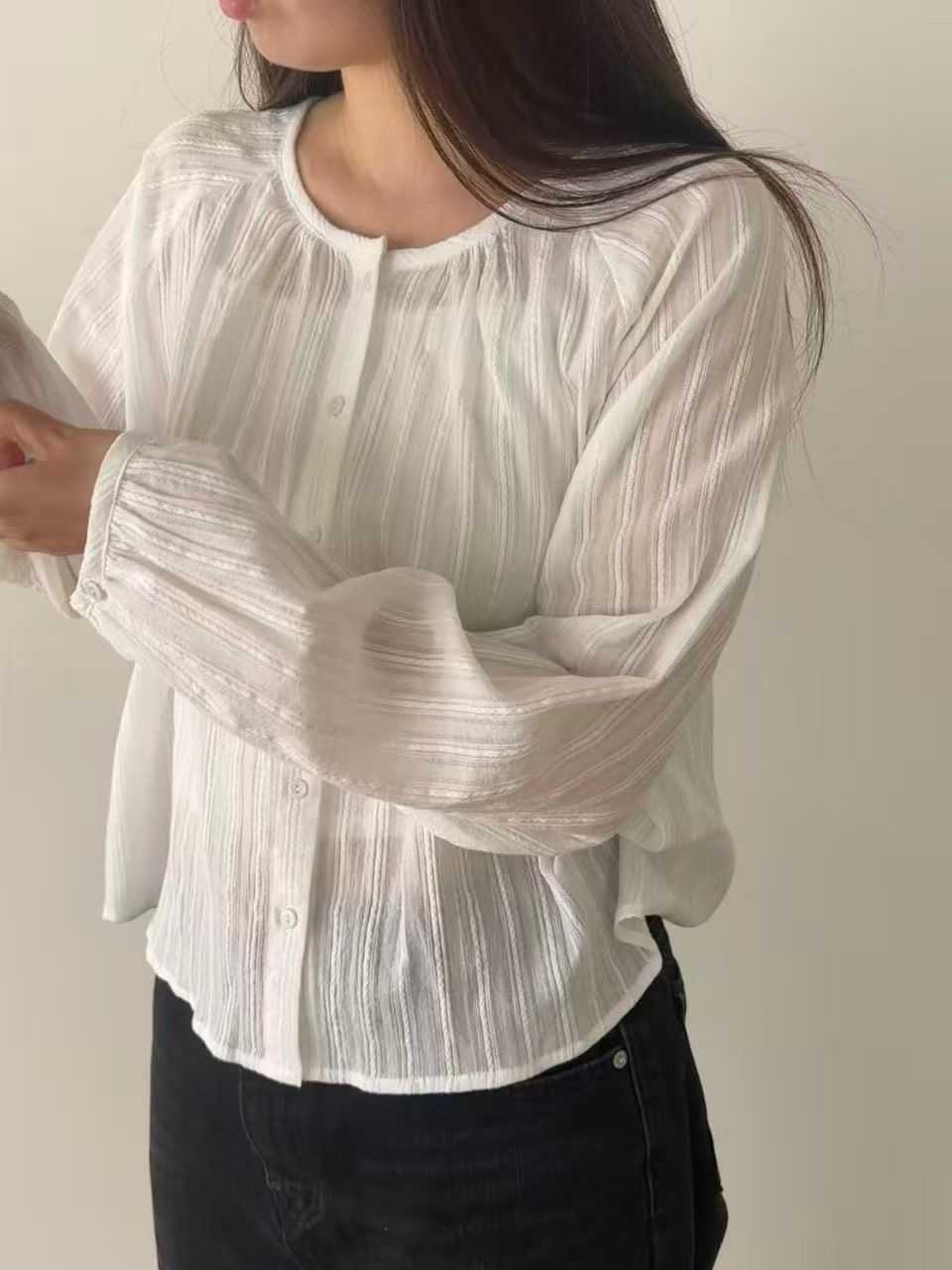 CAROLINE韓國直郵女士新品熱賣職業推薦26春夏襯衫蕾絲衫CARO_LINE襯衫/蕾絲衫