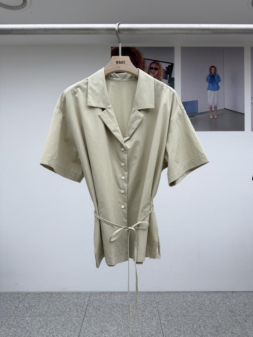 MADE-P韓國直郵女士新品時尚26夏季推薦襯衫蕾絲衫含腰繩MADE-P襯衫/蕾絲衫