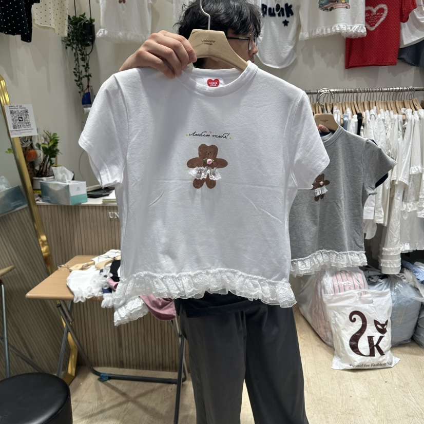 UNDERSTAR_VINTAGE韓國直郵實拍女士新款26夏季T恤泰迪熊UNDERSTAR_VINTAGET恤