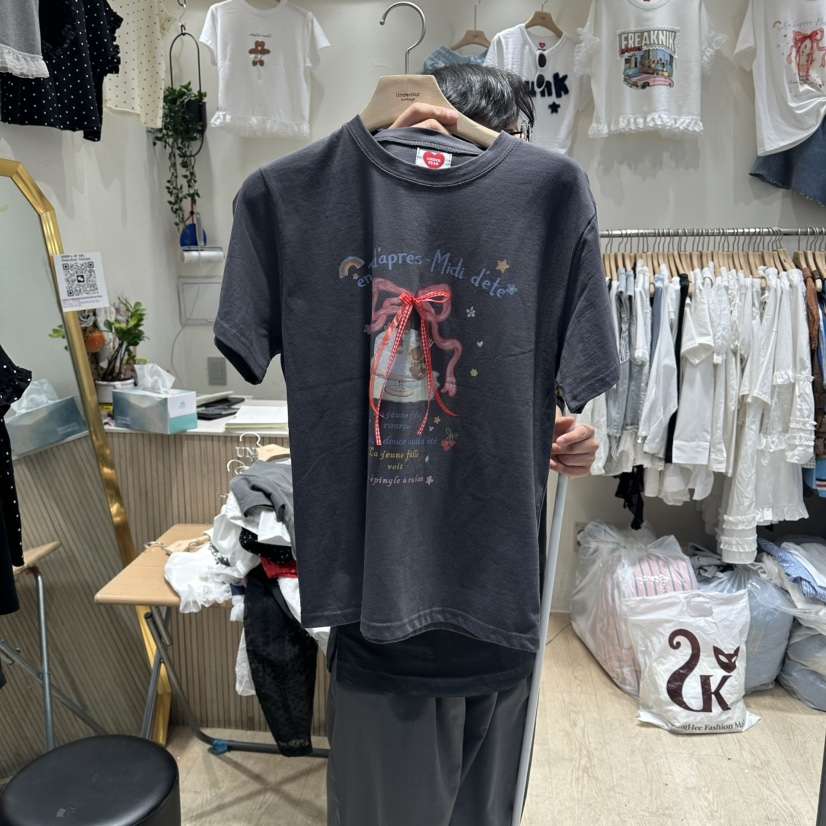 UNDERSTAR_VINTAGE韓國直郵女裝新款推薦26夏季熱賣T恤絲帶UNDERSTAR_VINTAGET恤