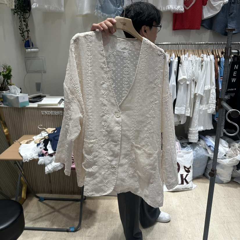 UNDERSTAR_VINTAGE韓國東大門代購女士新款時尚襯衫蕾絲衫透視蕾絲UNDERSTAR_VINTAGE襯衫/蕾絲衫