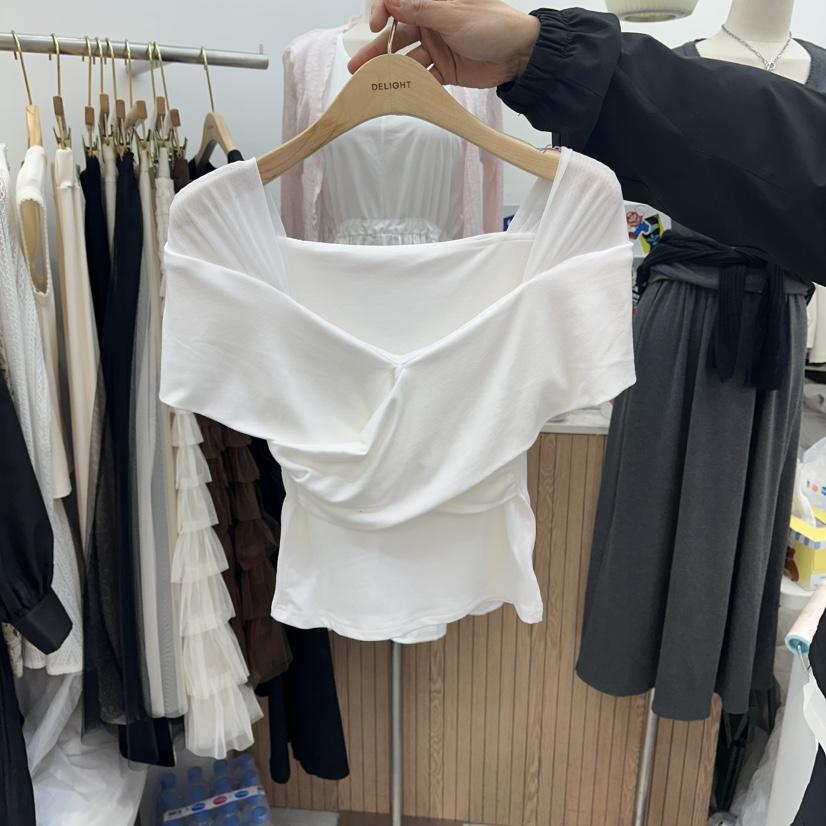 DELIGHT-Q韓國直郵女士新款職業休閑26夏季26春夏T恤蕾絲DELIGHT-QT恤