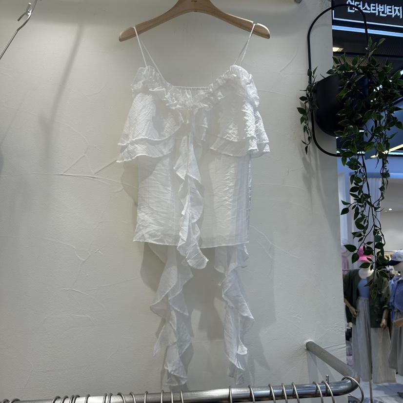 UNDERSTAR_VINTAGE韓國直郵女士新品人氣吊帶背心荷葉邊雪紡UNDERSTAR_VINTAGE吊帶/背心
