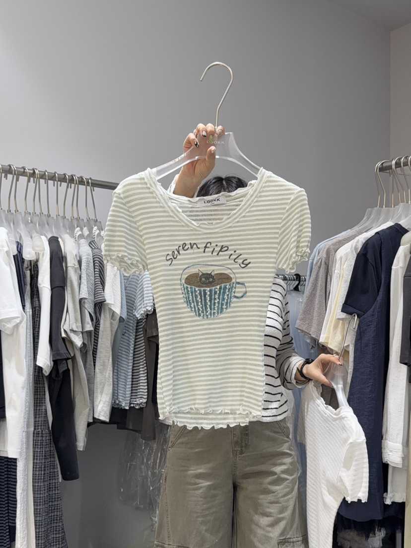 LOOKK/MIMME韓國直郵女士新品時尚休閑26夏季職業26春夏T恤LOOKK/MIMMET恤