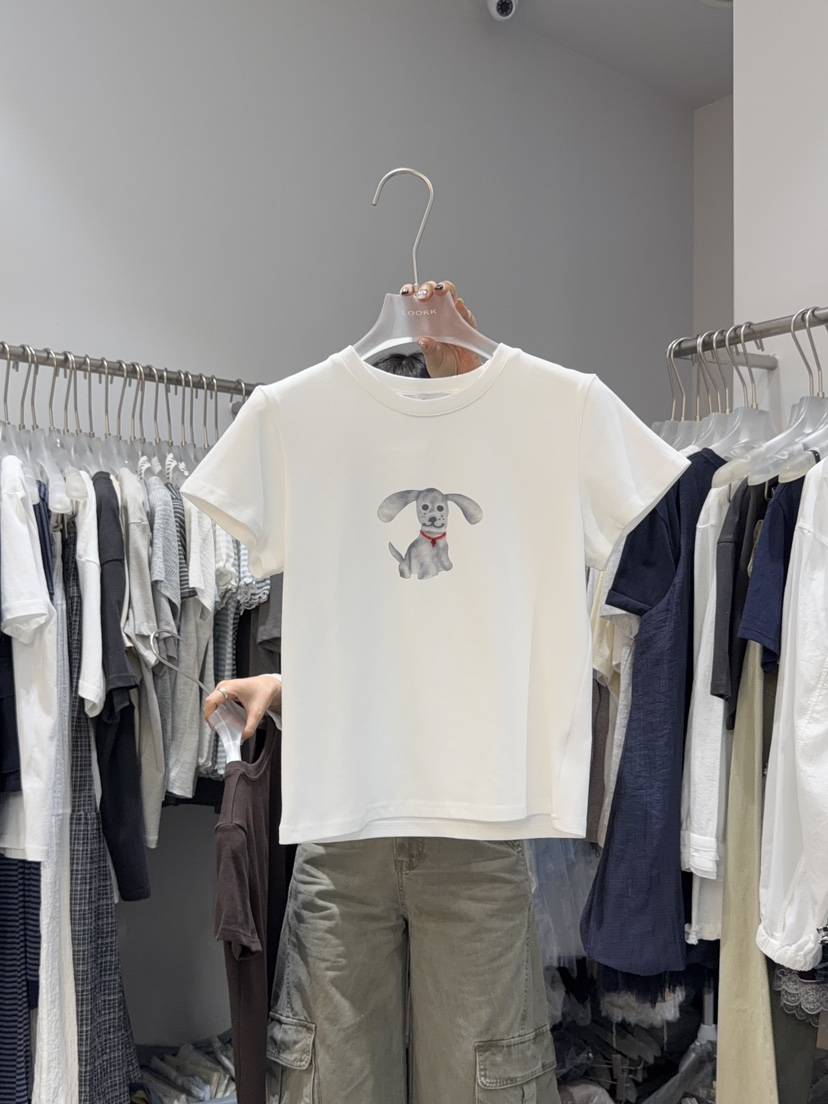 LOOKK/MIMME韓國東大門直郵女裝新品熱賣26夏季T恤可愛的狗狗LOOKK/MIMMET恤