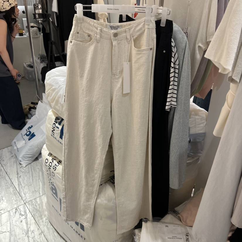MONDAY TO SUNDAY韓國直郵女士新品26夏季推薦牛仔褲亞麻MONDAY TO SUNDAY牛仔褲