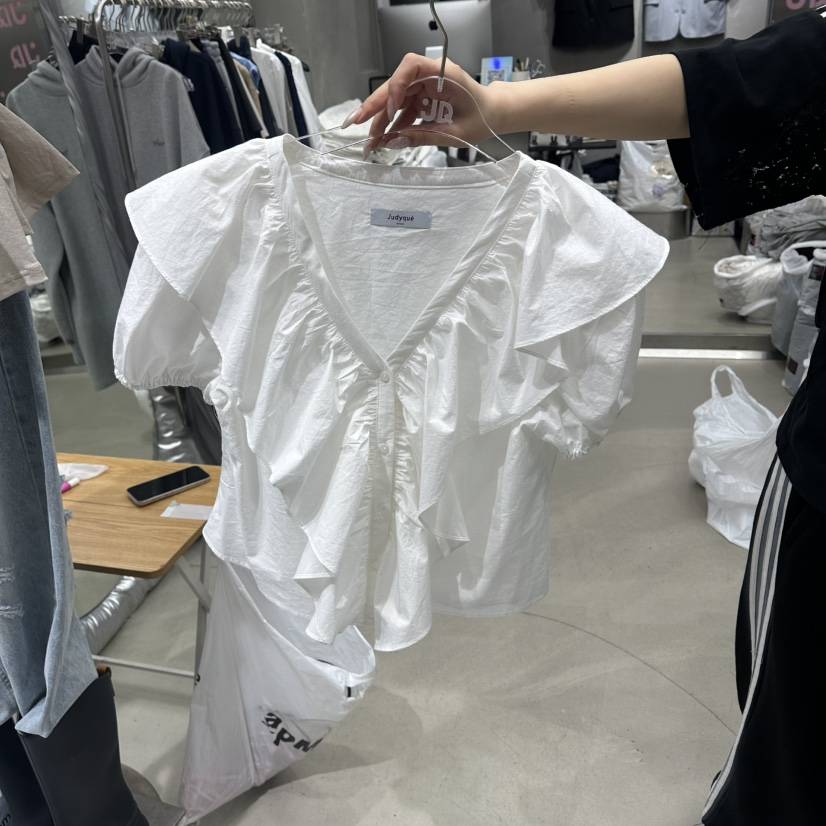 JUDYQUE韓國直郵實拍女裝新品26夏季時尚推薦休閑襯衫蕾絲衫JUDYQUE襯衫/蕾絲衫