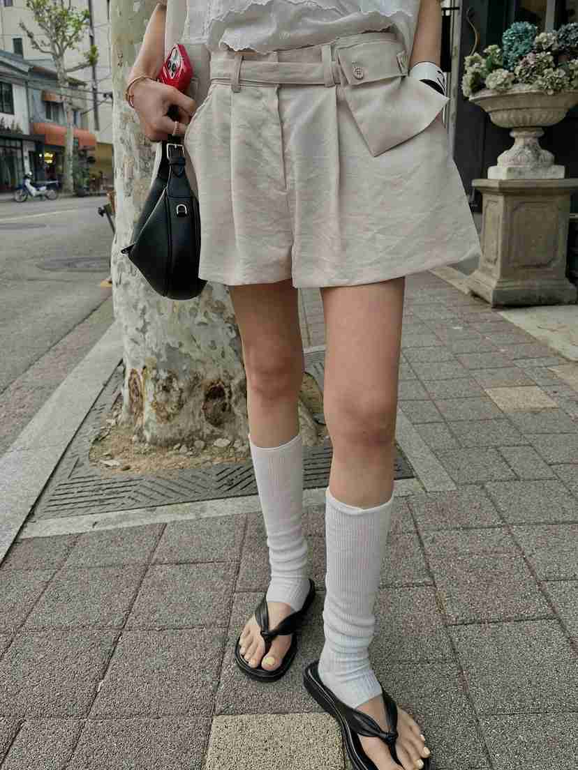 ZEROZERO韓國東大門直郵女裝新品時尚26夏季短褲含腰帶亞麻ZEROZERO短褲