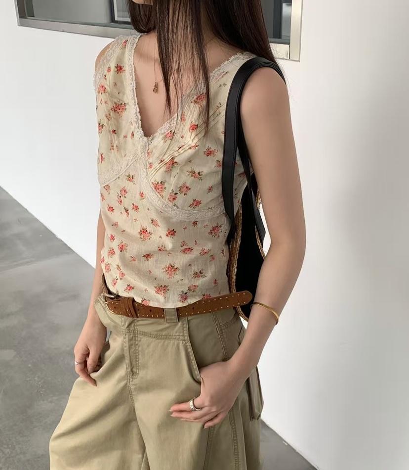 SYMBOL韓國東大門直郵女士新款26春夏熱賣時尚吊帶背心花朵SYMBOL吊帶/背心
