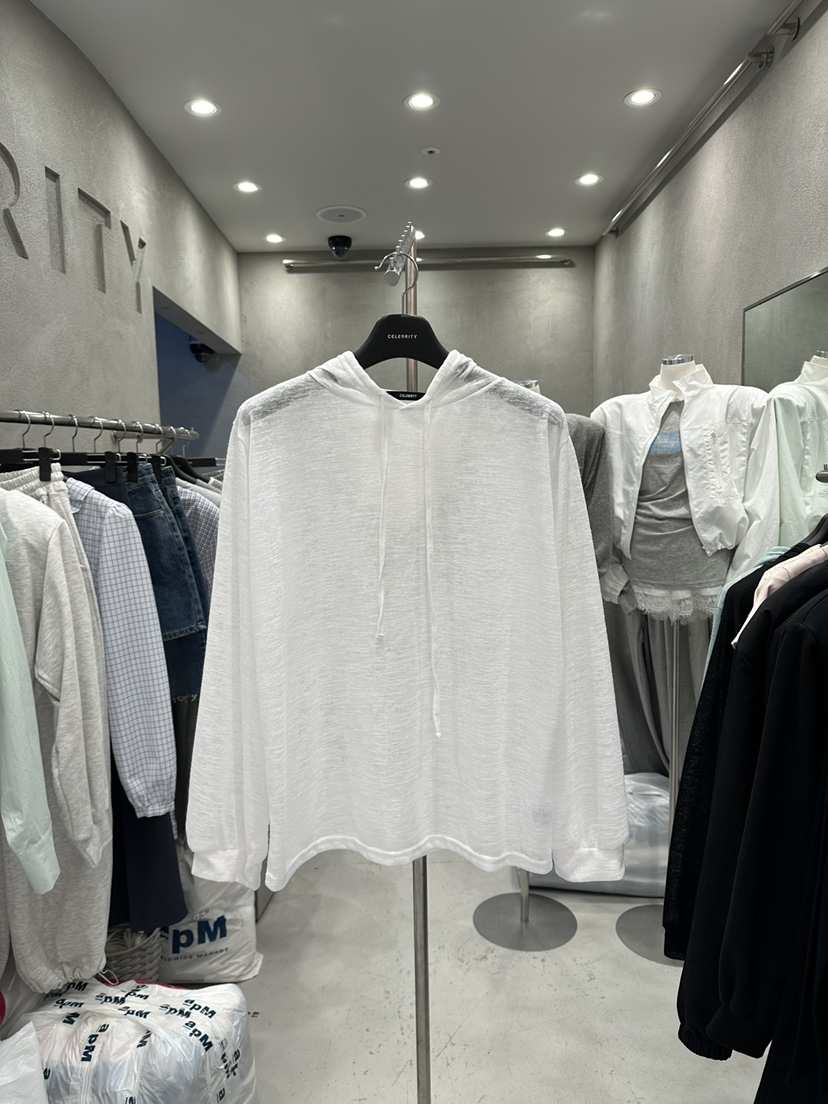 CELEBRITY-A韓國直郵女士新品26夏季休閑長袖T恤連帽衫透明CELEBRITY-A長袖T恤