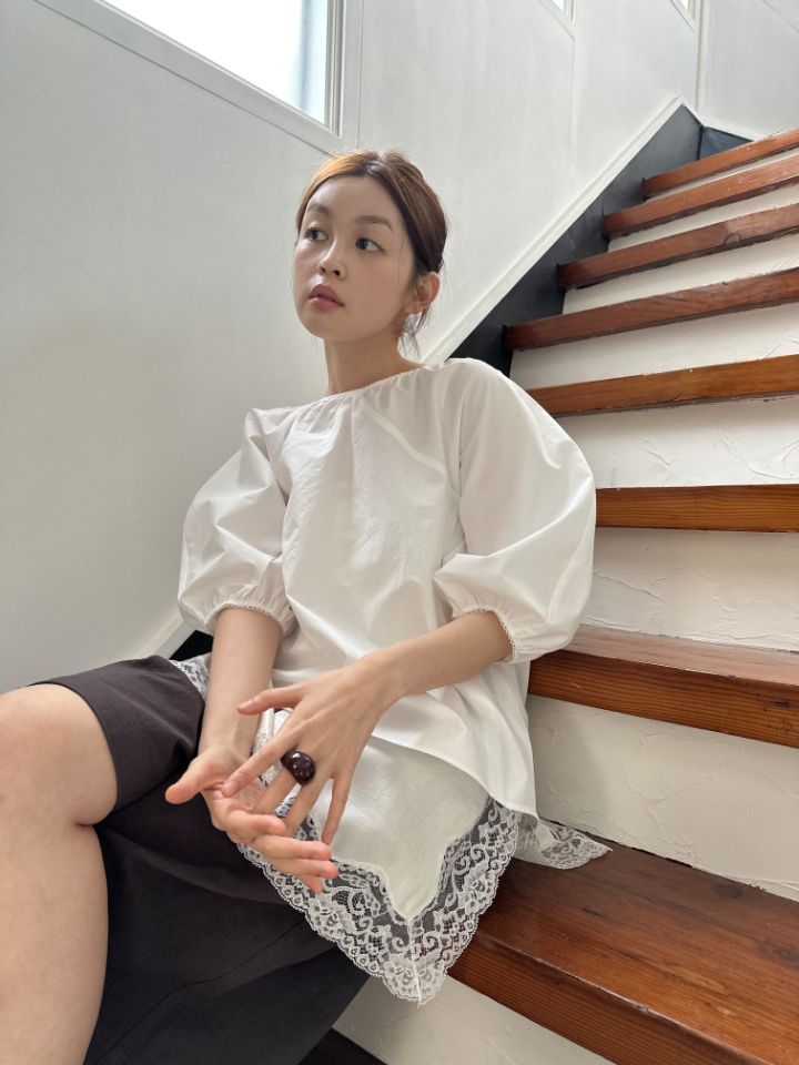 MARE韓國東大門直郵女士新品休閑26夏季襯衫蕾絲衫不含脖帶MARE襯衫/蕾絲衫