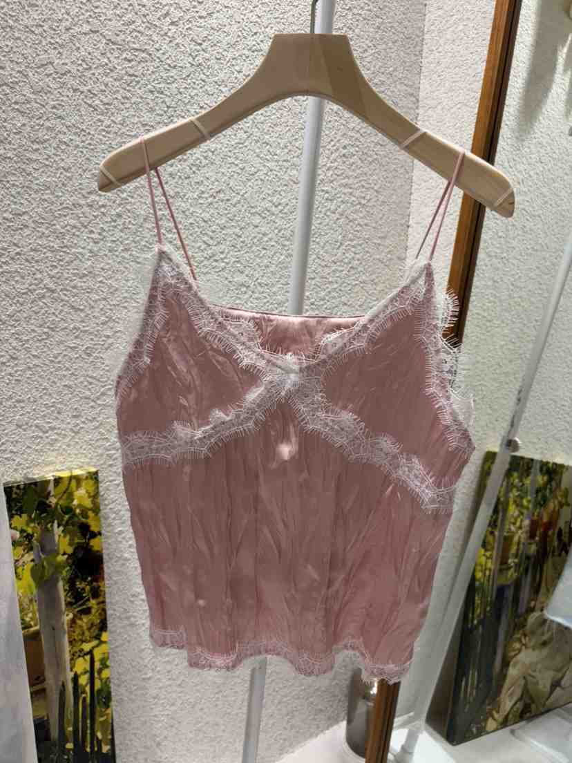 N BROWN韓國直郵實拍女裝新款休閑熱賣吊帶背心褶皺緞面N BROWN吊帶/背心