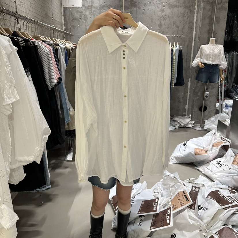 JUNI韓國東大門直郵女士新品職業休閑時尚推薦襯衫蕾絲衫my juni襯衫/蕾絲衫