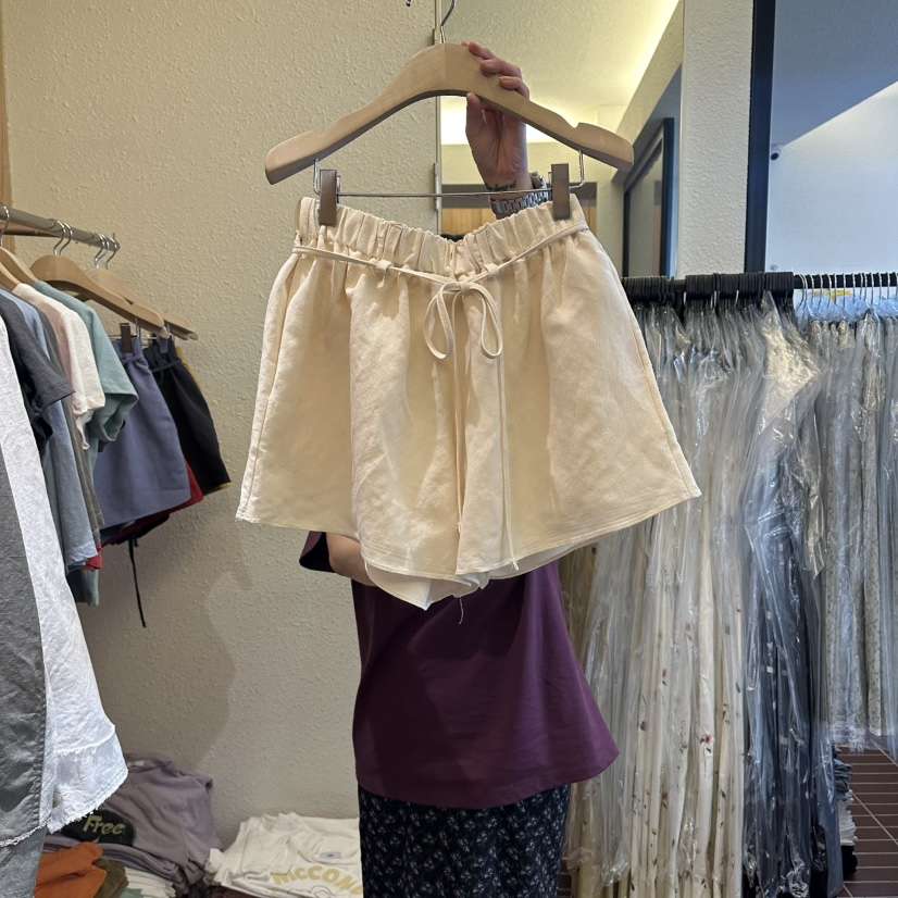 CHOI-L韓國東大門代購女裝新品時尚職業推薦短褲高腰亞麻CHOI短褲