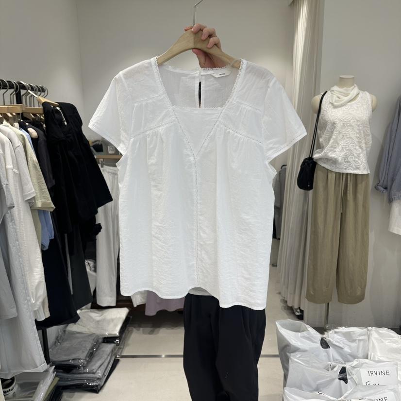 IRVINE東大門實拍韓國女裝新品休閑熱賣職業時尚襯衫蕾絲衫IRVINE襯衫/蕾絲衫
