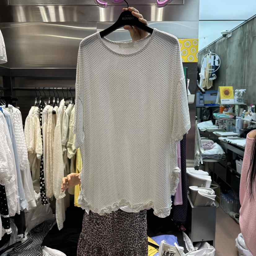 RUNWAY-런웨이韓國東大門直郵女裝新款職業推薦26夏季T恤圓點RUNWAYT恤