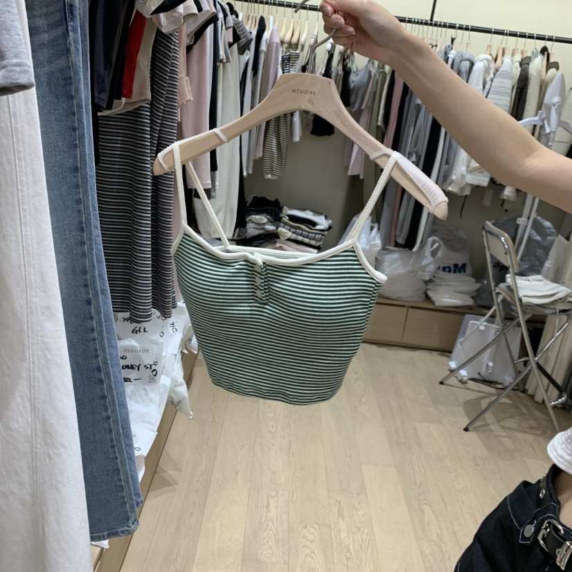 MEMOIRE韓國代購女裝新款26春夏休閑人氣熱賣吊帶背心條紋MEMOIRE吊帶/背心