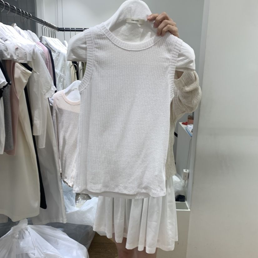 VERVEINE東大門直郵女裝新品人氣時尚職業推薦吊帶背心羅紋VERVEINE吊帶/背心
