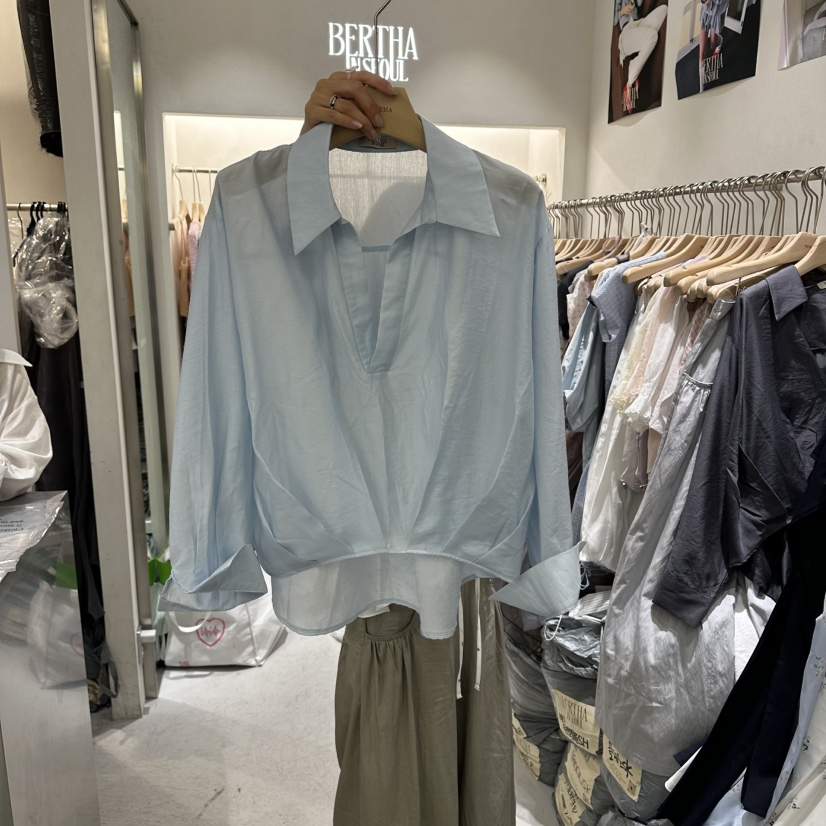 BERTHA韓國代購女裝新款推薦26春夏26夏季襯衫蕾絲衫天絲BERTHA襯衫/蕾絲衫