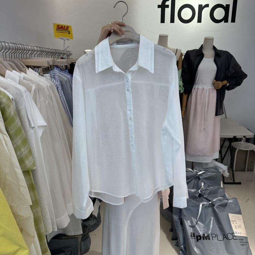 FLORAL韓國直郵實拍女裝新品職業襯衫蕾絲衫不含內搭雙層FLORAL襯衫/蕾絲衫