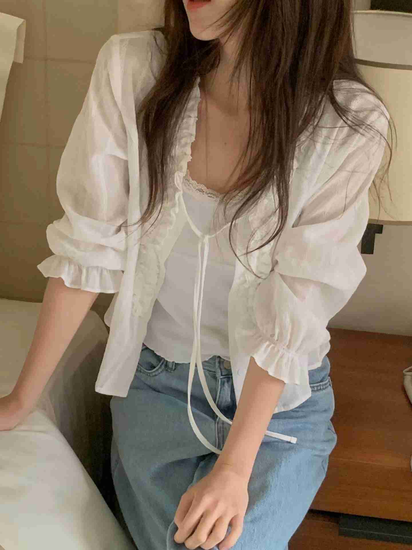 MIELLE-미엘르-OT韓國直郵女裝新品職業襯衫蕾絲衫不含內搭MIELLE-2件起襯衫/蕾絲衫