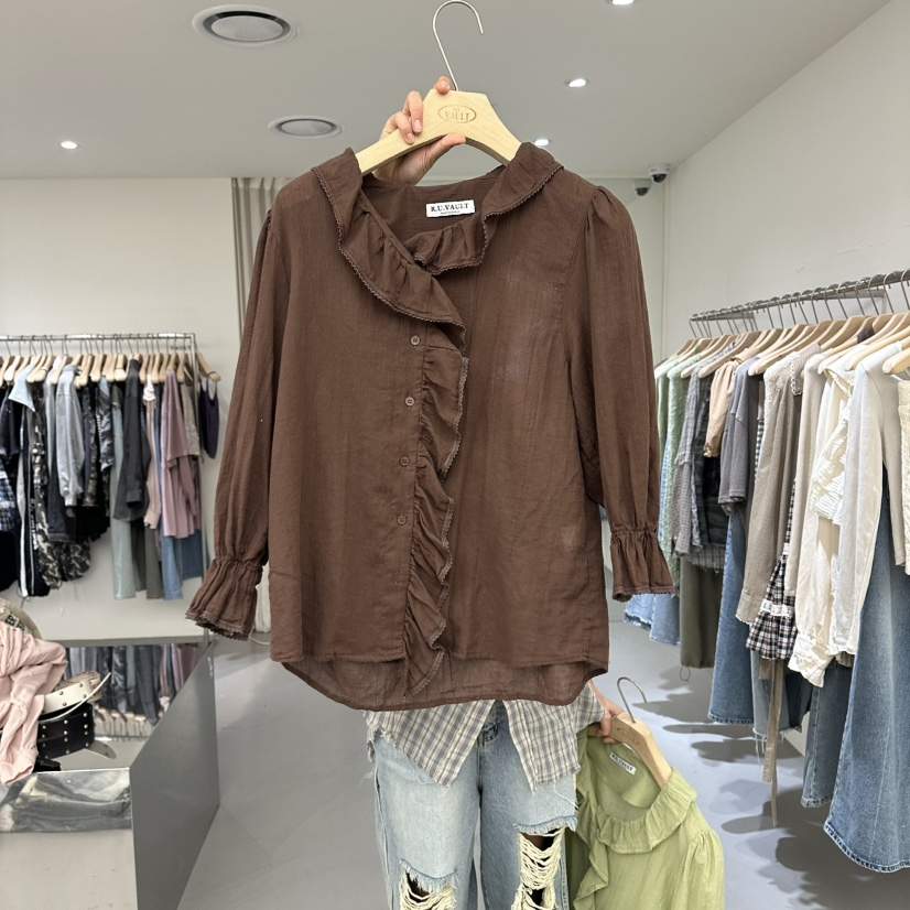 VAULT韓國東大門直郵女裝新品熱賣26春夏時尚人氣襯衫蕾絲衫VAULT襯衫/蕾絲衫