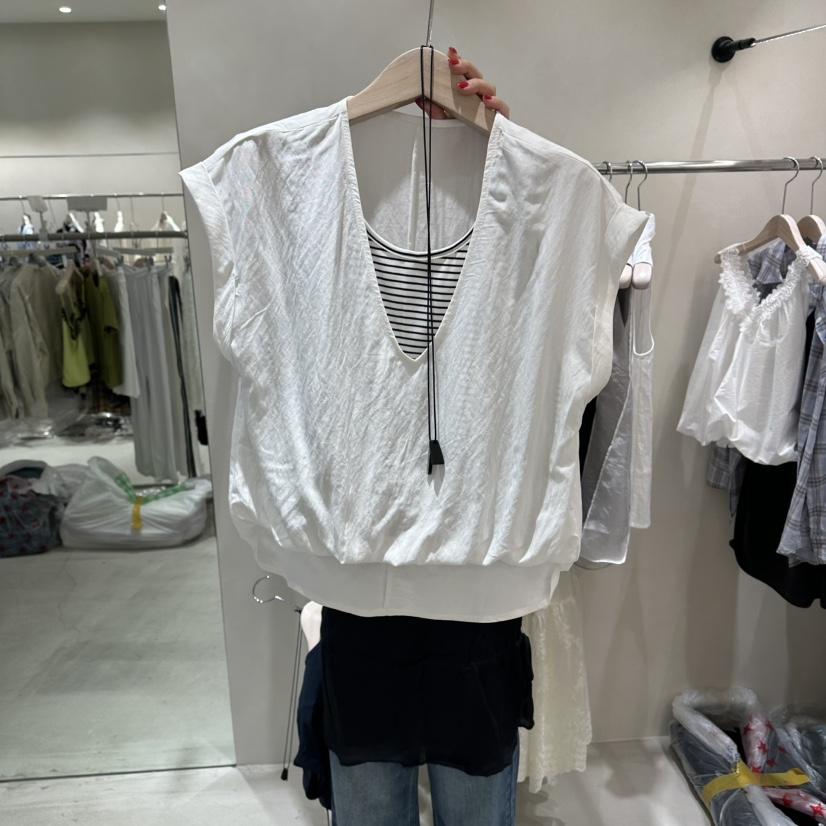 Color B韓國代購女士新品休閑26春夏推薦馬甲假兩件條紋Color B馬甲