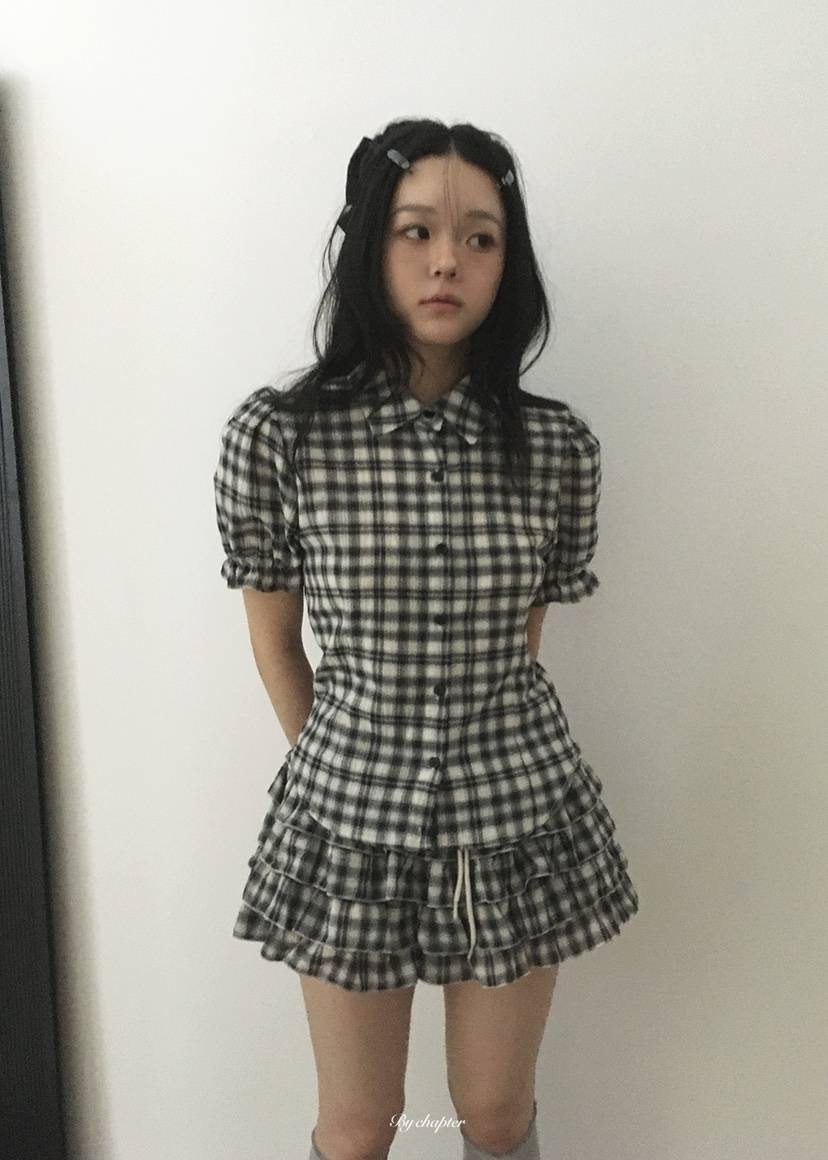 BY CHAPTER韓國直郵實拍女裝新品休閑熱賣襯衫蕾絲衫格子BY Chapter襯衫/蕾絲衫