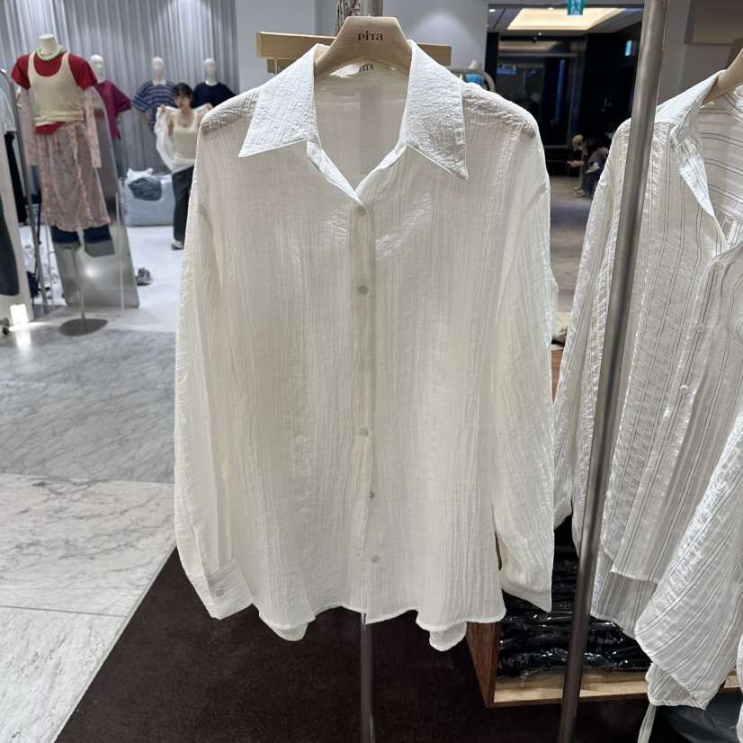 PITA/THEVERLIN韓國直郵實拍女裝新品休閑襯衫蕾絲衫開衩PITA/THEVERLIN襯衫/蕾絲衫
