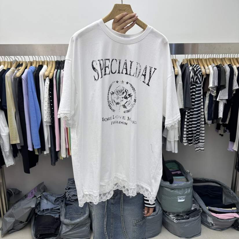 SPECIAL韓國直郵女裝新品職業熱賣休閑時尚26夏季T恤蕾絲SPECIALT恤