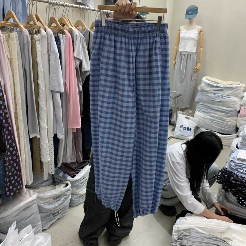 BREEZE韓國東大門直郵女士新品人氣26夏季休閑休閑褲格紋BREEZE休閑褲