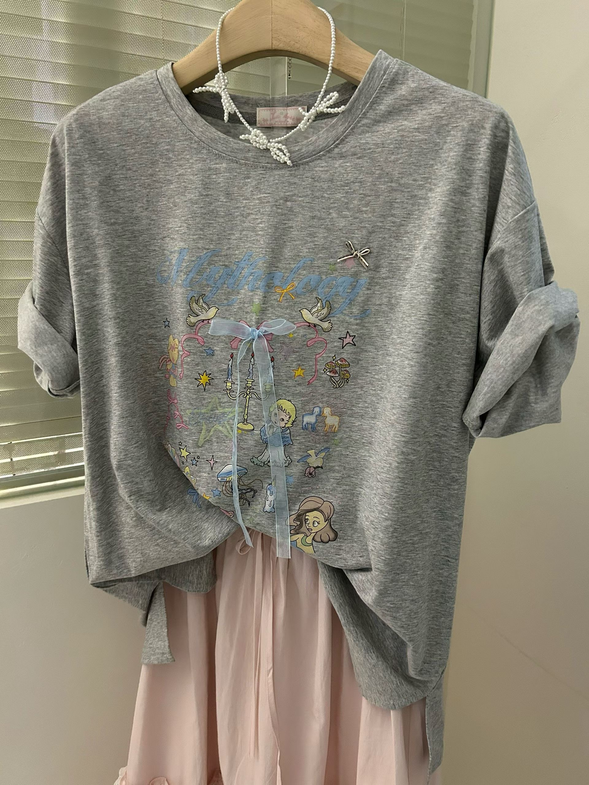 LA KERR韓國直郵女裝新品26春夏人氣推薦休閑26夏季T恤絲帶LA KERRT恤