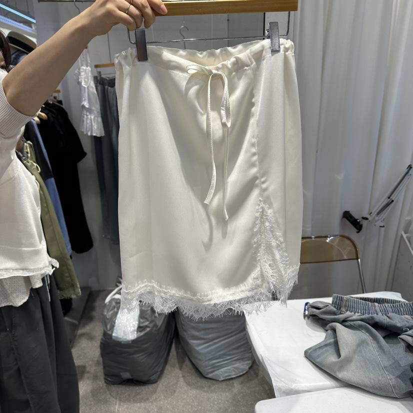 ELAN韓國直郵女士新品職業推薦休閑半身裙中短裙蕾絲緞面ELAN半身裙/中短裙