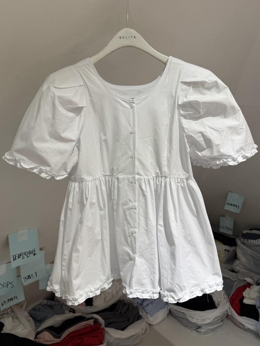 BELITA-L韓國東大門代購女裝新品26夏季襯衫蕾絲衫荷葉邊BELITA-L襯衫/蕾絲衫