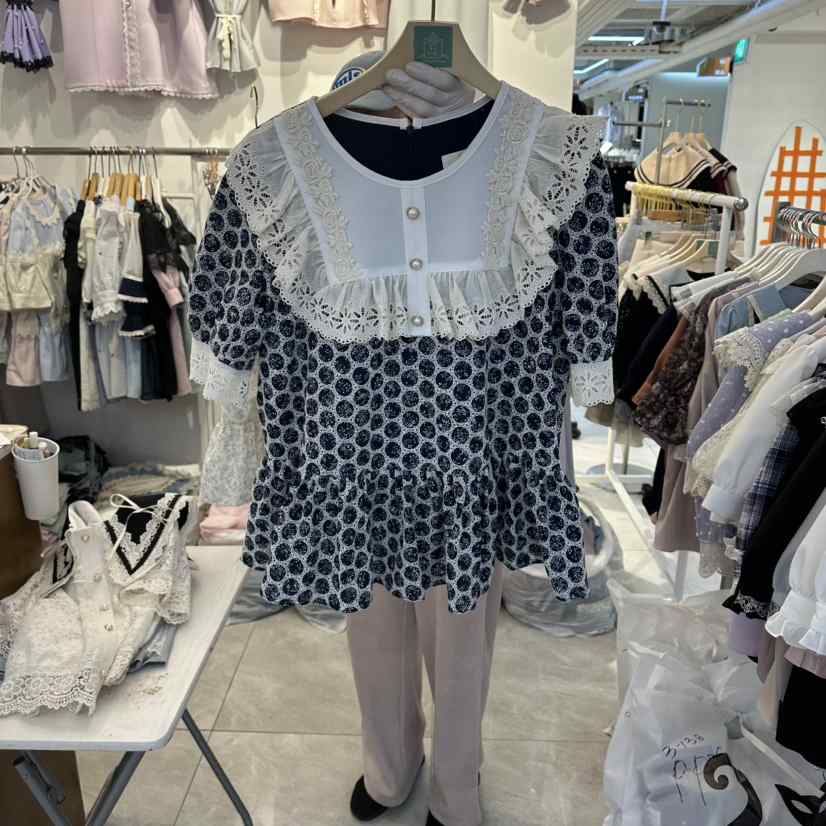 PAPA韓國直郵女裝新款26夏季人氣26春夏休閑推薦襯衫蕾絲衫Papaine/HALMADE襯衫/蕾絲衫