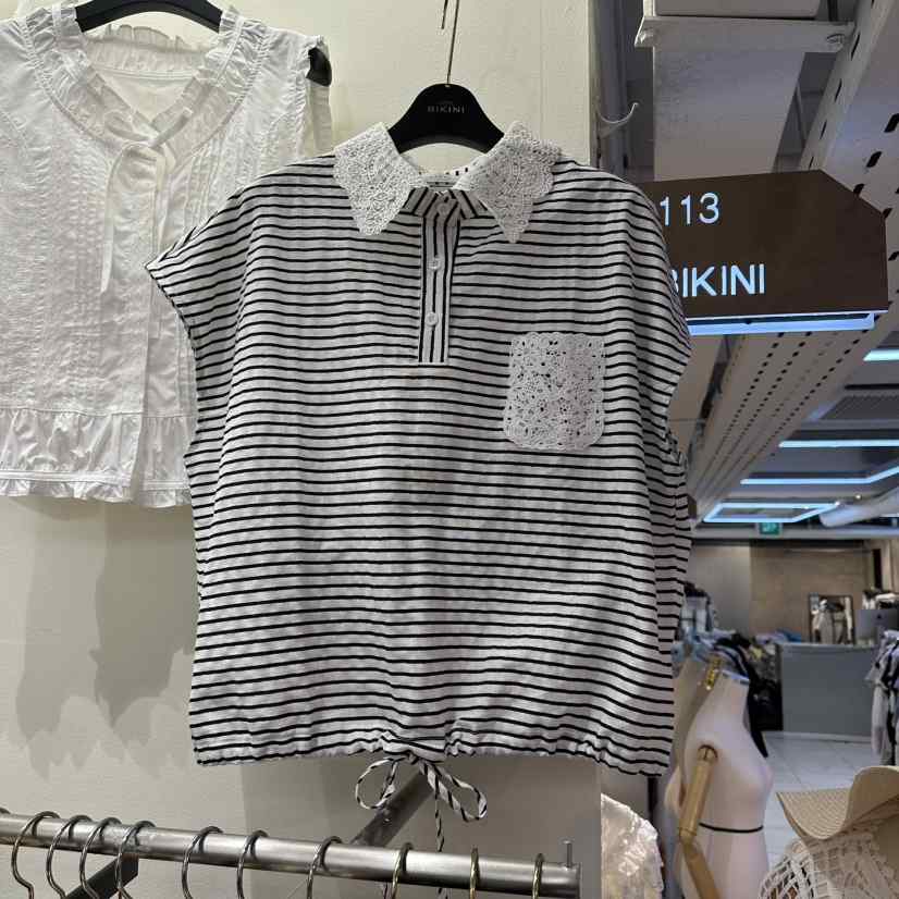 BIKINI韓國東大門代購女裝新款休閑推薦時尚襯衫蕾絲衫花朵BIKINI襯衫/蕾絲衫